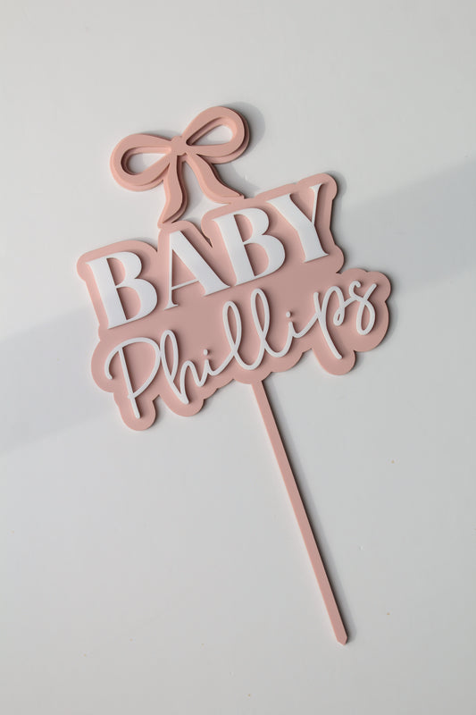 Bow Baby Shower Cake Topper