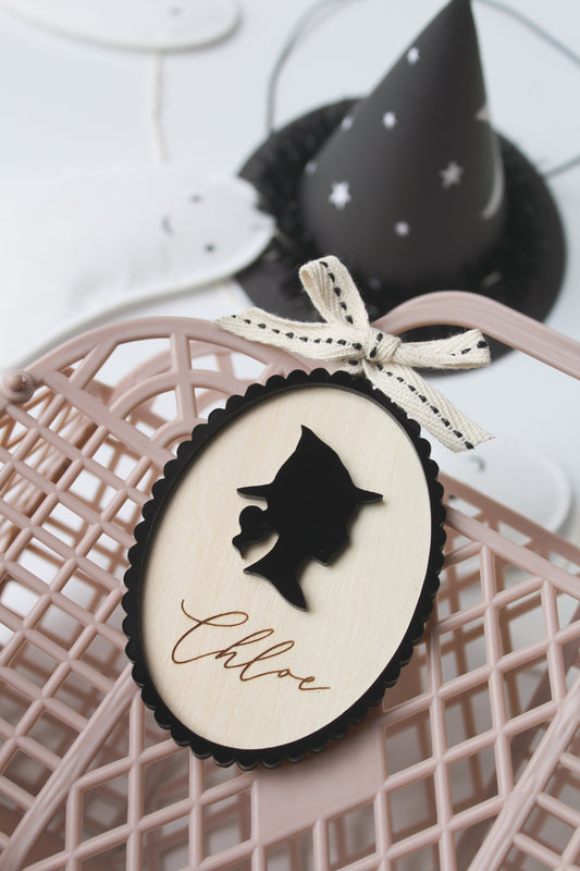 Spooky Silhouette Halloween Basket Tag