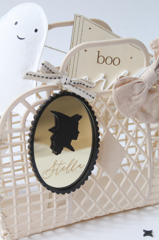 Spooky Silhouette Halloween Basket Tag