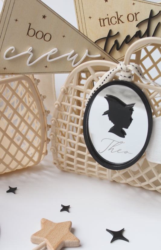 Spooky Silhouette Halloween Basket Tag