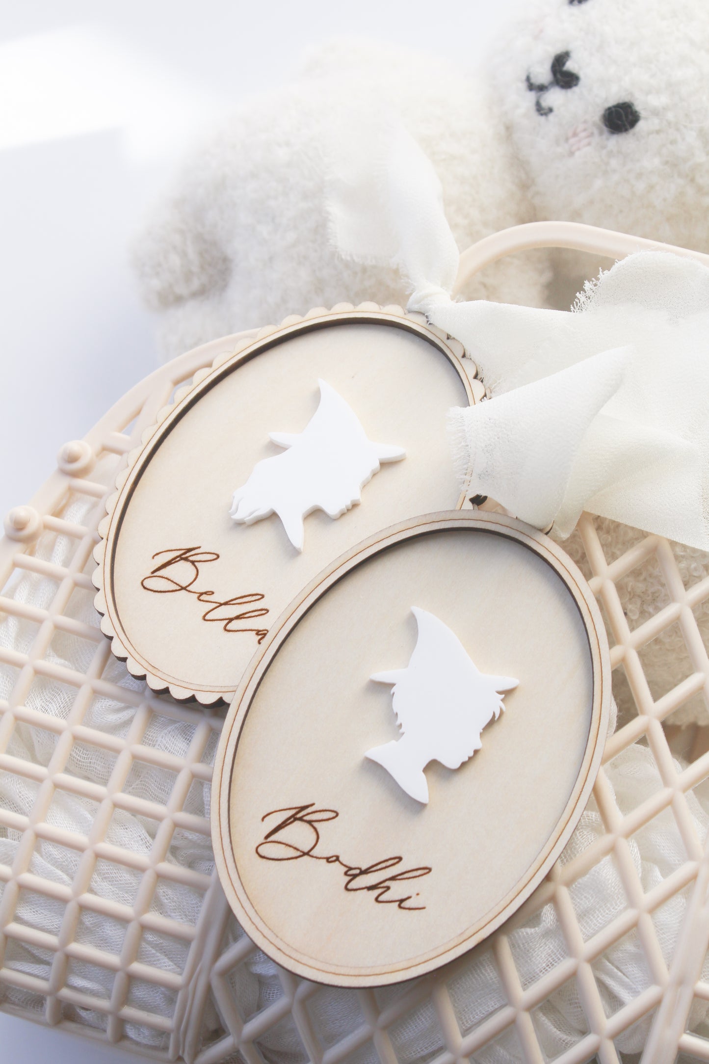 Spooky Silhouette (Wood) Halloween Basket Tag