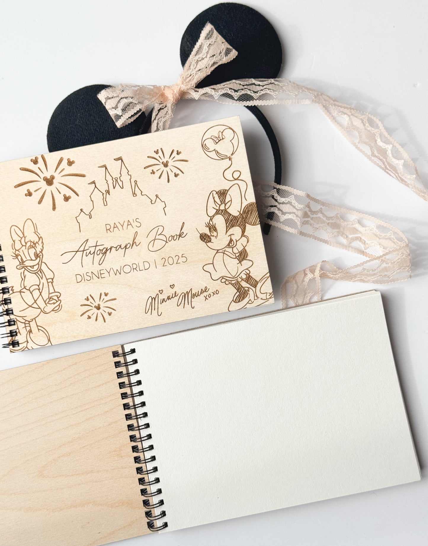 custom engraved wooden character autograph book