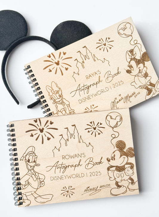 Magic Memories Engraved Wood Character Autograph Book