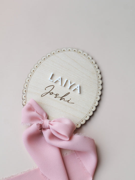 Scallop Detail Baby Name Plaque