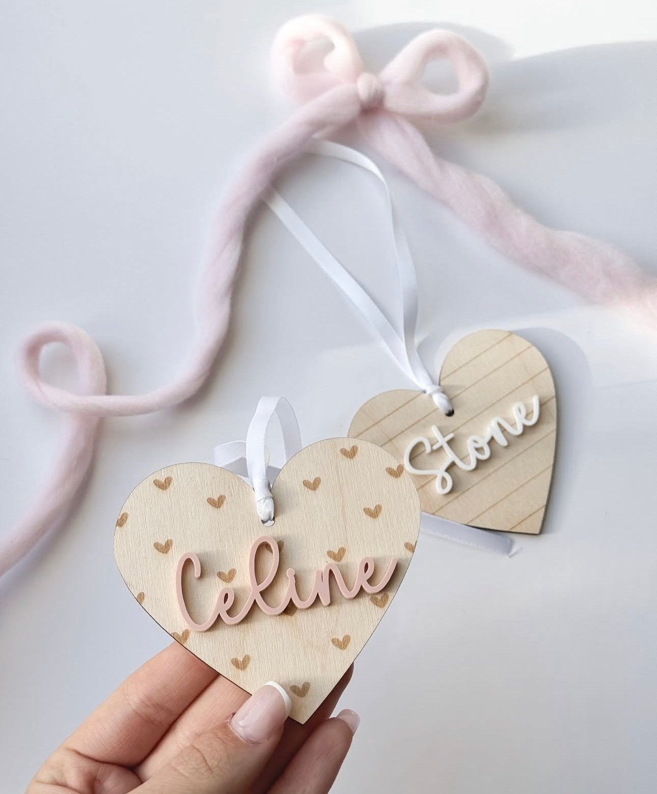 Wooden Heart Basket Tag