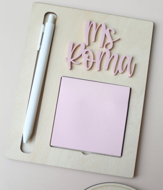 Custom Sticky Note + Pen Holder - Personalized Teacher Gift