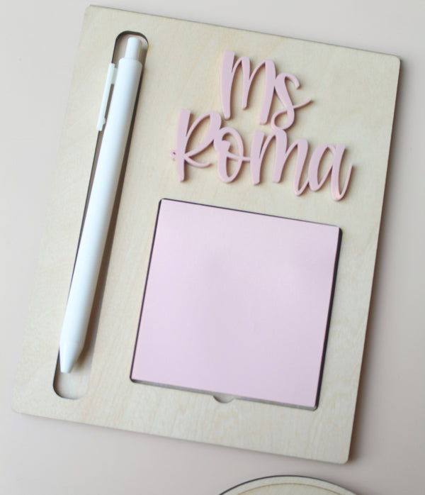Custom Sticky Note + Pen Holder - Personalized Teacher Gift