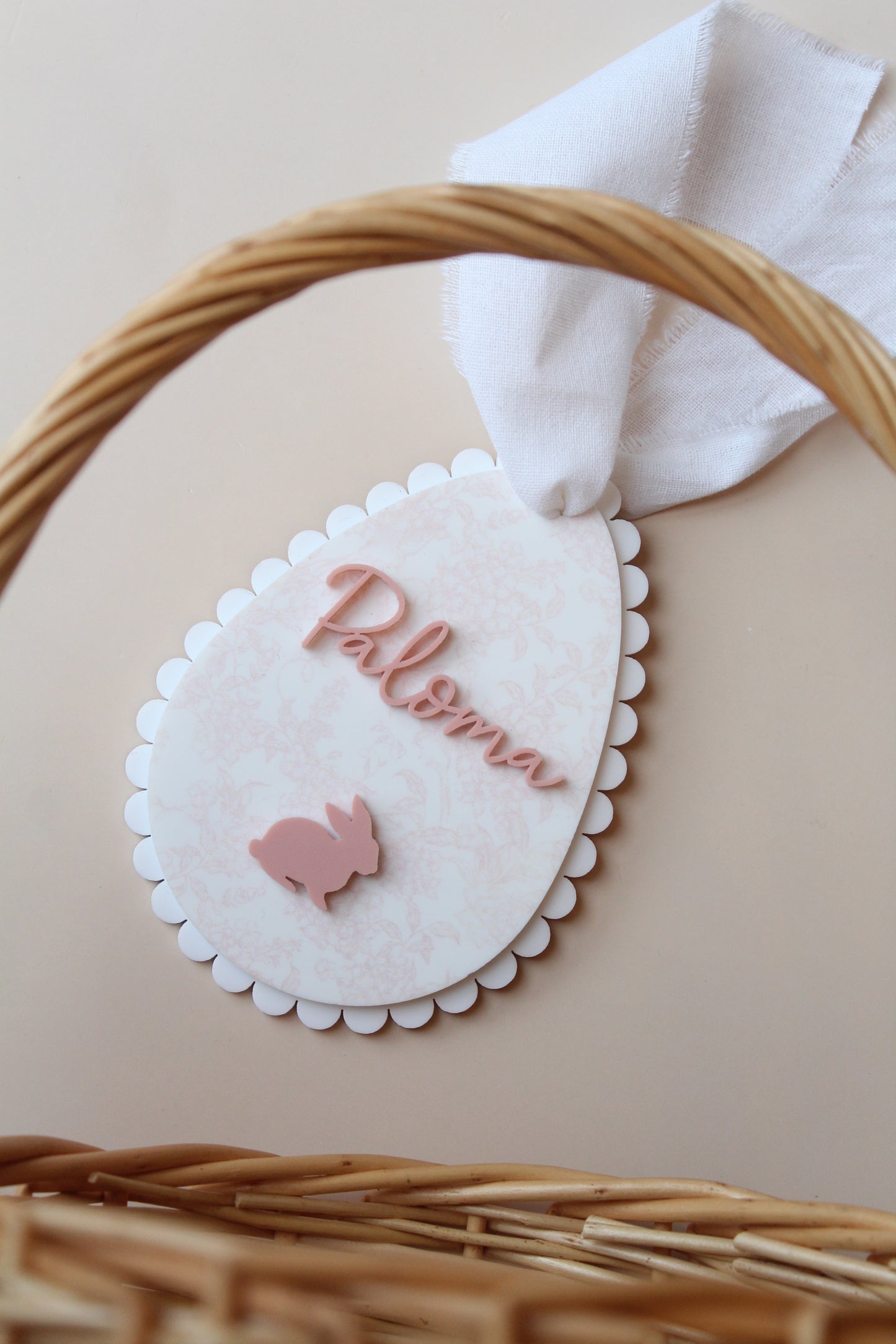Toile in Bloom Easter Basket Tag