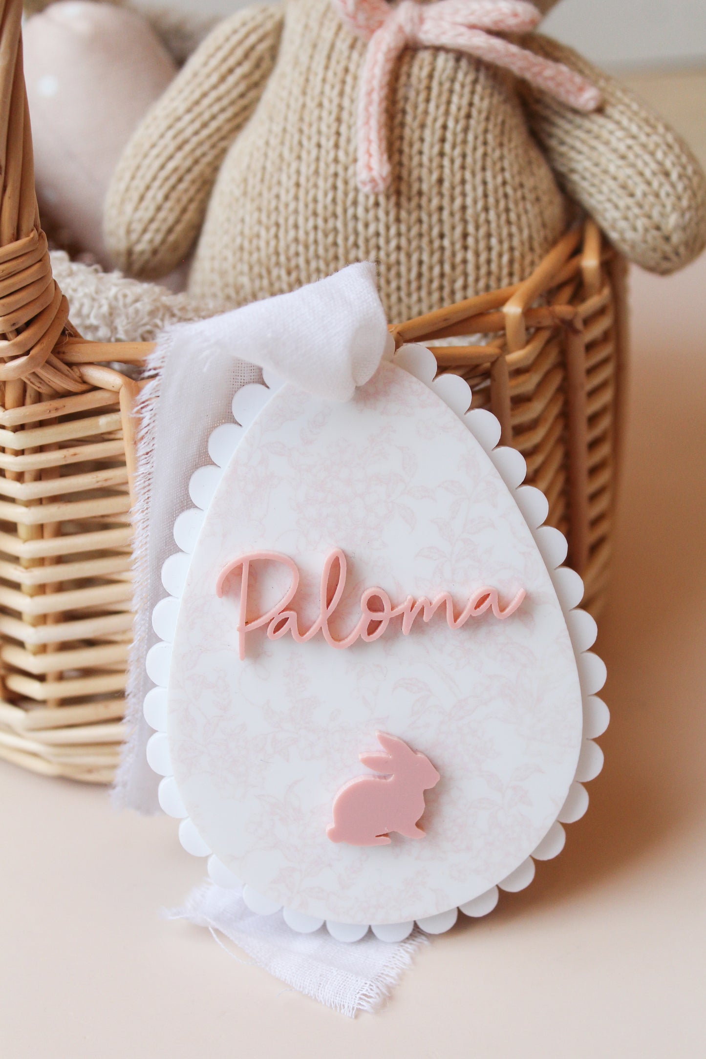 Toile in Bloom Easter Basket Tag